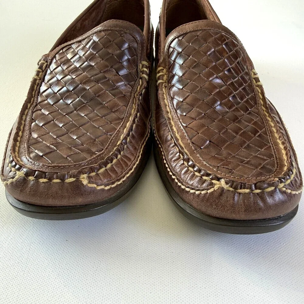 Johnston & Murphy Woven Leather Loafers, Men's Sz 11.5 Brown J&M Flex Sole NWOT